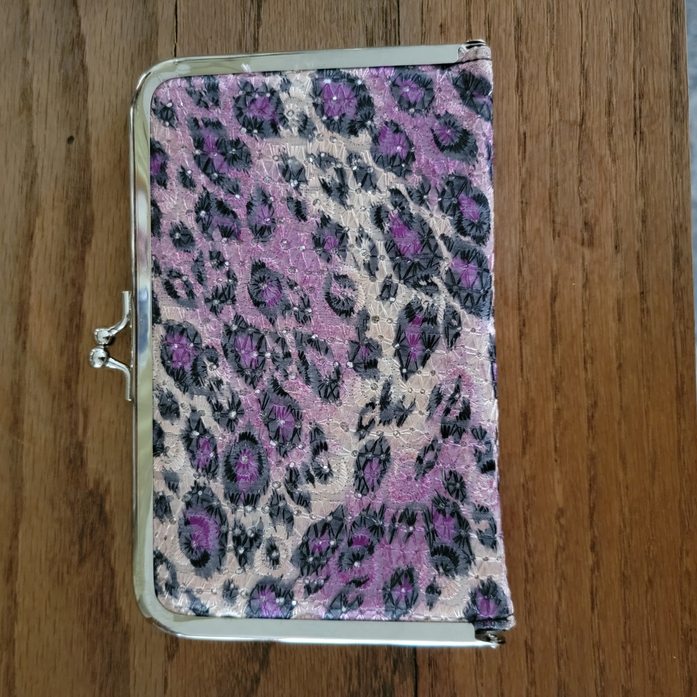 Purple and Black Leopard Print Clutch